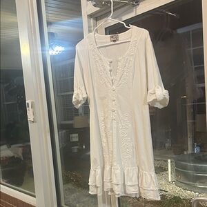 Scully White Embroidered Midi Dress